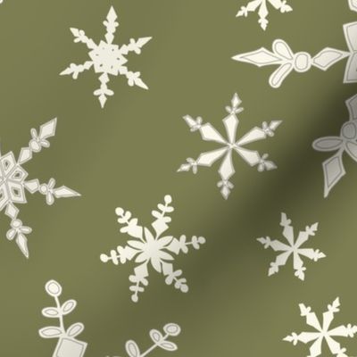 Snowflakes - Large -  Ivory, Sage