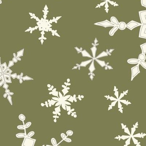 Snowflakes - Large -  Ivory, Sage