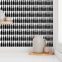 Beer Bottle Silhouettes on White - Medium