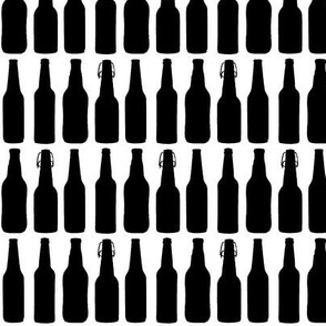 Beer Bottle Silhouettes on White - Medium