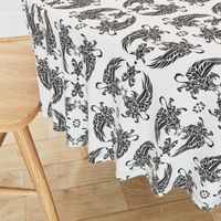 Griffin Damask black on light grey 2inch