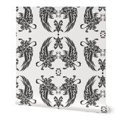 Griffin Damask black on light grey 2inch