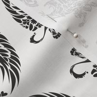 Griffin Damask black on light grey 2inch