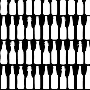 Beer Bottle Silhouettes on Black - Medium