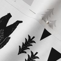 forest bear // black and white bear woodland trees kids