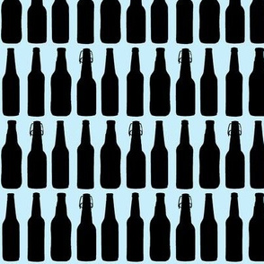 Beer Bottle Silhouettes on Light Blue - Medium