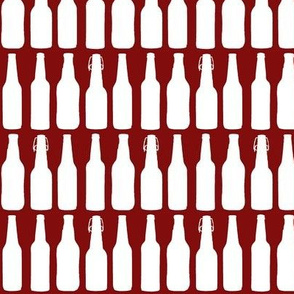 Beer Bottle Silhouettes on Maroon - Medium