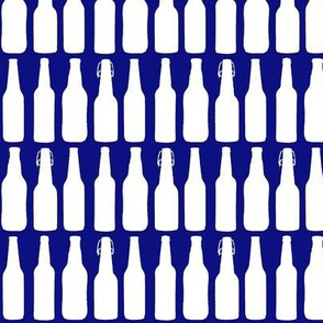 Beer Bottle Silhouettes on Dark Blue - Medium