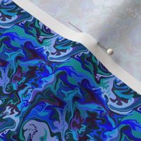 BN8 - SM - Abstract Marbled Mystery  in  Blues - Teal - Lavender - Blue