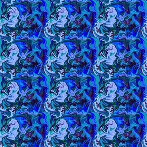 BN8 - SM - Abstract Marbled Mystery  in  Blues - Teal - Lavender - Blue