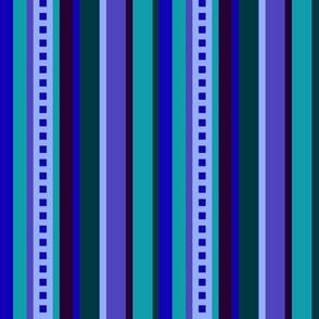BN8  - Variegated Stripe in Blues - Teal - Purple - Lavender