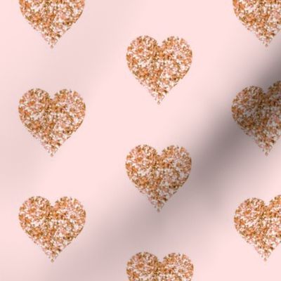 Rose Gold Glitter Hearts  // Blush