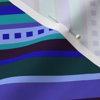 BN8 - LG -  Diagonal Variegated Stripes  in Blues - Teal - Purple