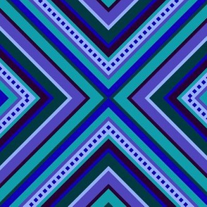 BN8 - Diamonds on Point - Cheater Quilt - Variegated Blues, Teal and Purple