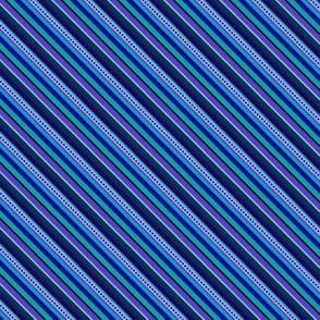 BN8 - Diagonal Variegated Stripes - Blues - Teal - Purple - Lavender - Narrow