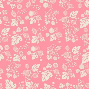 White on Pink Gooseberry All Over Design -Medium