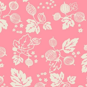 White on Pink Gooseberry All Over Design-Large