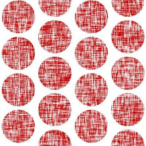 UK red + white linen weave polka dots on white by Su_G_©SuSchaefer