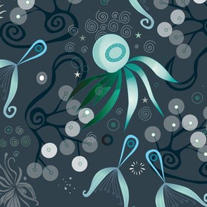 Subsea pattern, blue