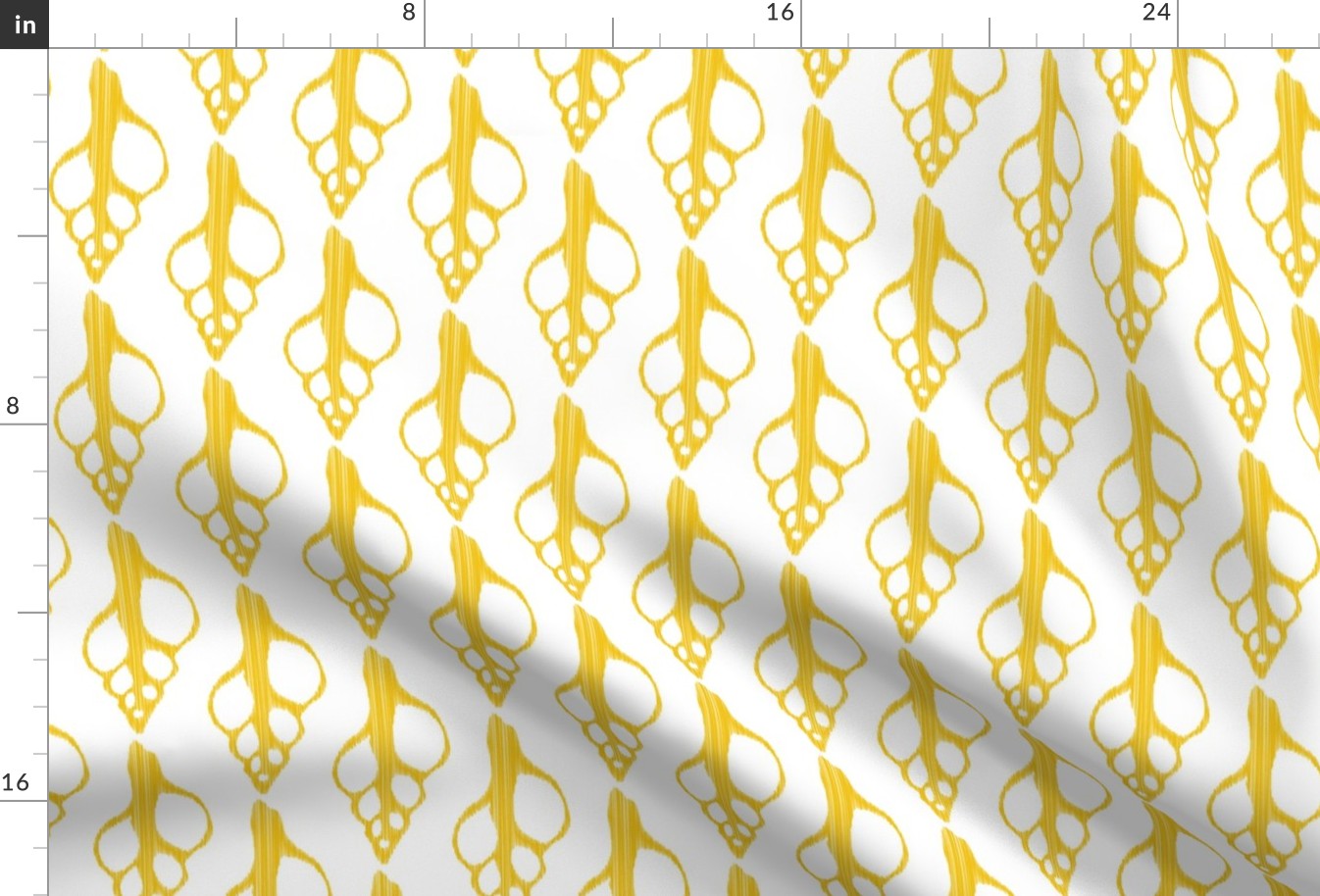 Nautical Shell Modern Ikat Large Scale || Yellow Gold Beach vacation Ocean waves Water White _Miss Chiff Designs