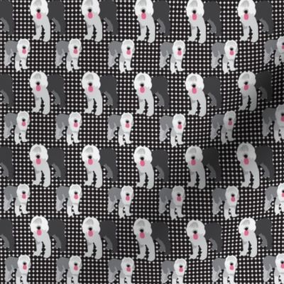 17-14J Old English Sheep Dog Polka dot  || Farm Pet Animal Black Gray grey Pink white _ Miss Chiff Designs