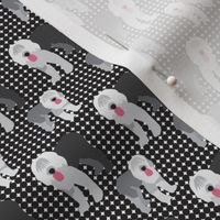 17-14J Old English Sheep Dog Polka dot  || Farm Pet Animal Black Gray grey Pink white _ Miss Chiff Designs