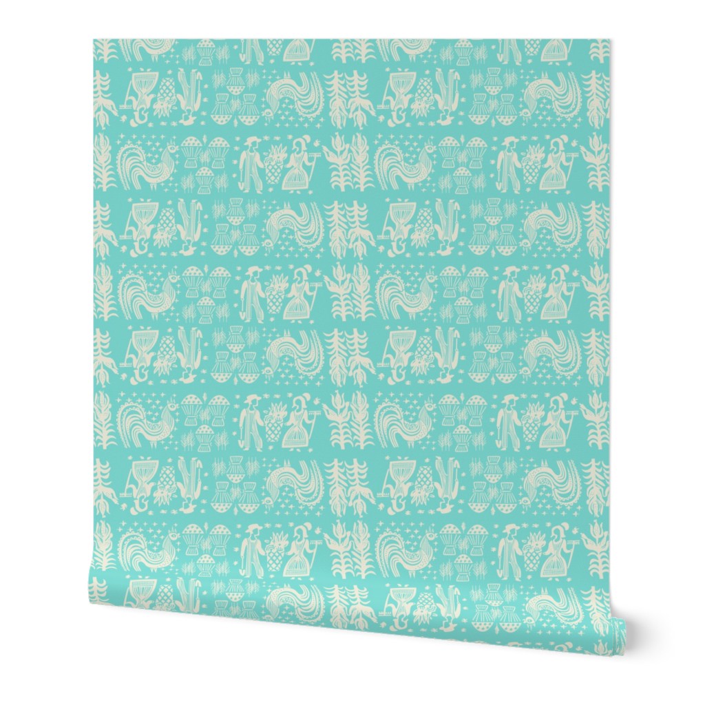 White on Turquoise BP All Over Design-Large