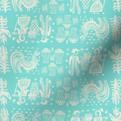 White on Turquoise BP All Over Design-Large