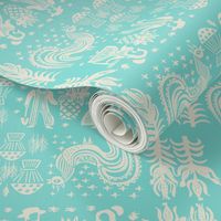 White on Turquoise BP All Over Design-Large