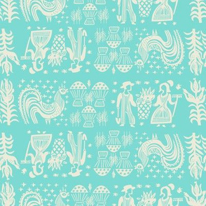 White on Turquoise BP All Over Design-Large