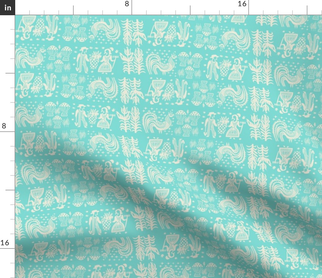 White on Turquoise BP All Over Design-Large