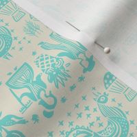 Turquoise on White Butterprint All Over Design-Large