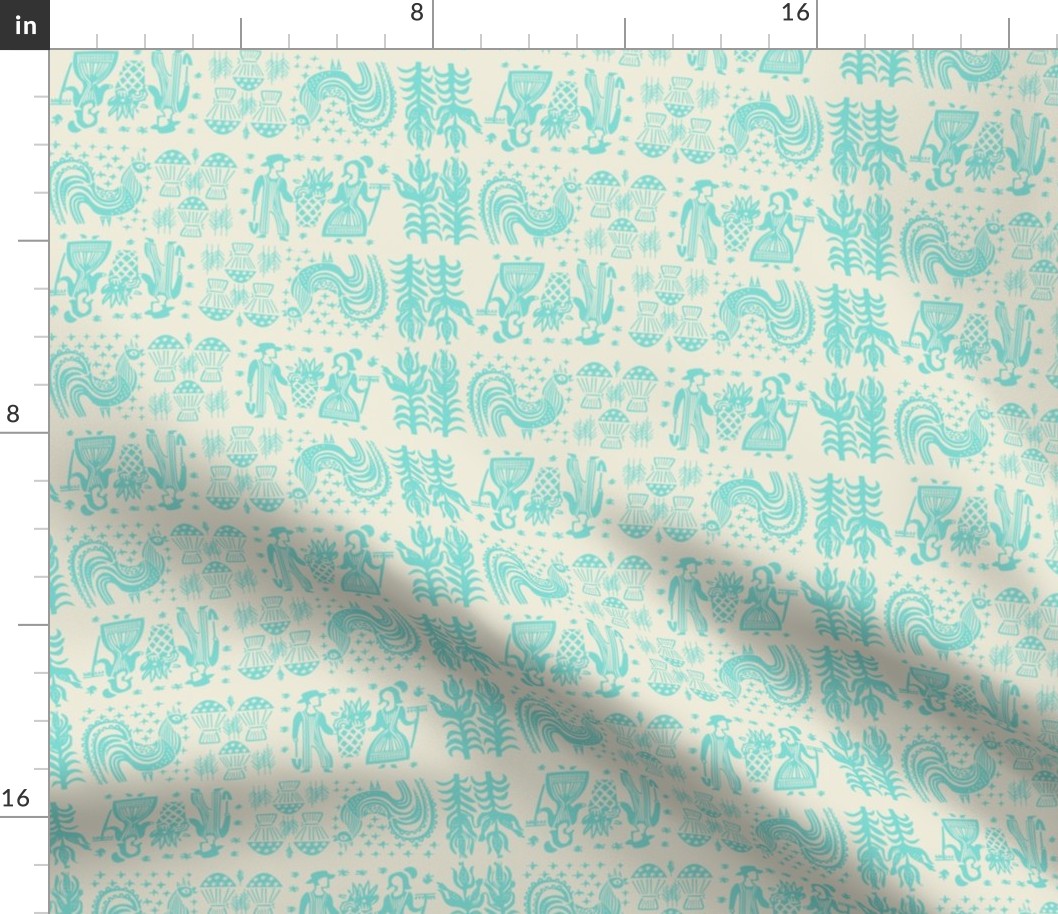 Turquoise on White Butterprint All Over Design-Large