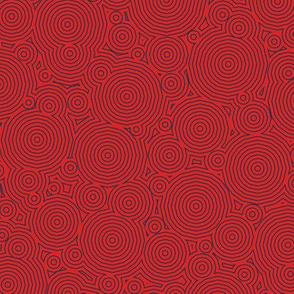 Polygon Ripples - Navy on Red