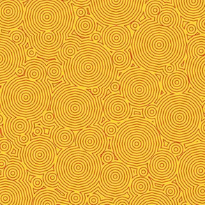 Polygon Ripples - Red on Yellow