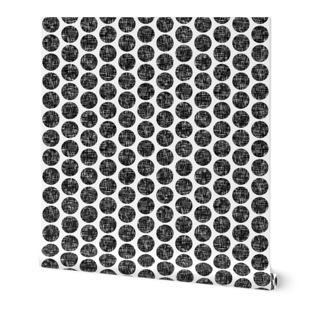 UK black + white tweedy linen weave polka dots on white by Su_G_©SuSchaefer