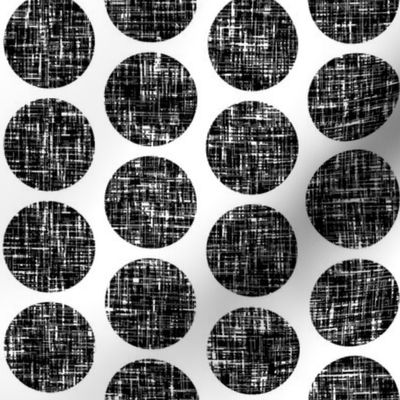 UK black + white tweedy linen weave polka dots on white by Su_G_©SuSchaefer