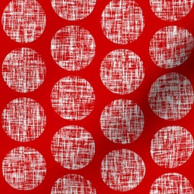 UK red + white linen weave polka dots on red by Su_G_©SuSchaefer