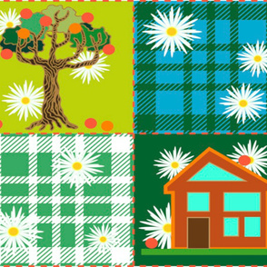 Family tree colorful patchwork