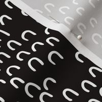 Scandinavian abstracts lucky horseshoe or bird wings black and white