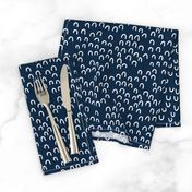 Scandinavian abstracts lucky horseshoe or bird wings navy blue