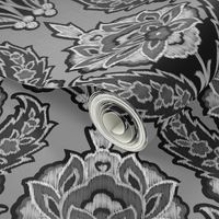 Tribal Modern Ikat Floral Damask || Gray Grey Black White Home decor _Miss Chiff Designs