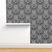 Tribal Modern Ikat Floral Damask || Gray Grey Black White Home decor _Miss Chiff Designs