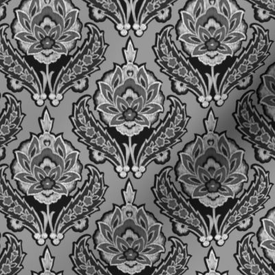 Tribal Modern Ikat Floral Damask || Gray Grey Black White Home decor _Miss Chiff Designs