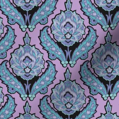 Modern Tribal Ikat Lilac || Floral Damask purple turquoise blue and Black_Miss Chiff Designs