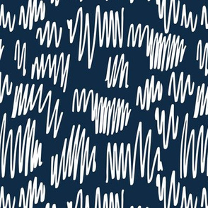 Scribblings and doodles fun abstract ink lines Scandinavian style navy blue white