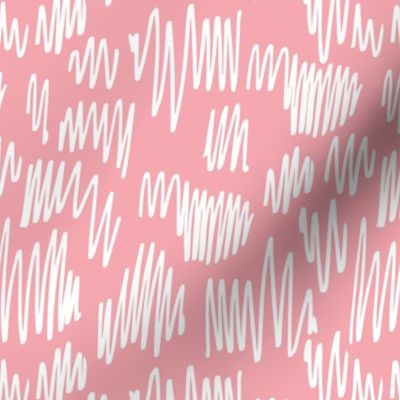 Scribblings and doodles fun abstract ink lines Scandinavian style pink white