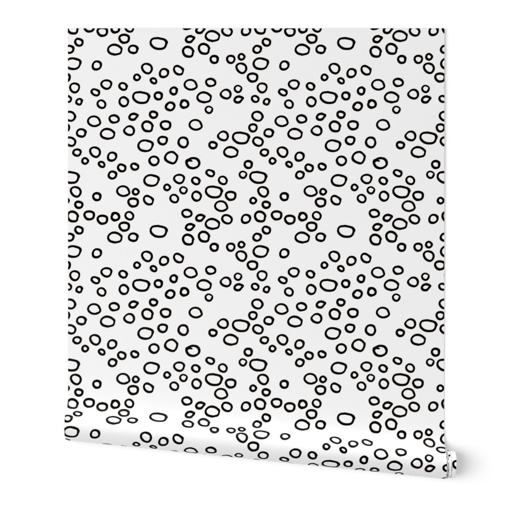 Abstract rain drop and bubbles circle design Scandinavian geometric design black and white