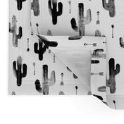 Black and white watercolors ink cactus garden gender neutral geometric arrows cowboy theme