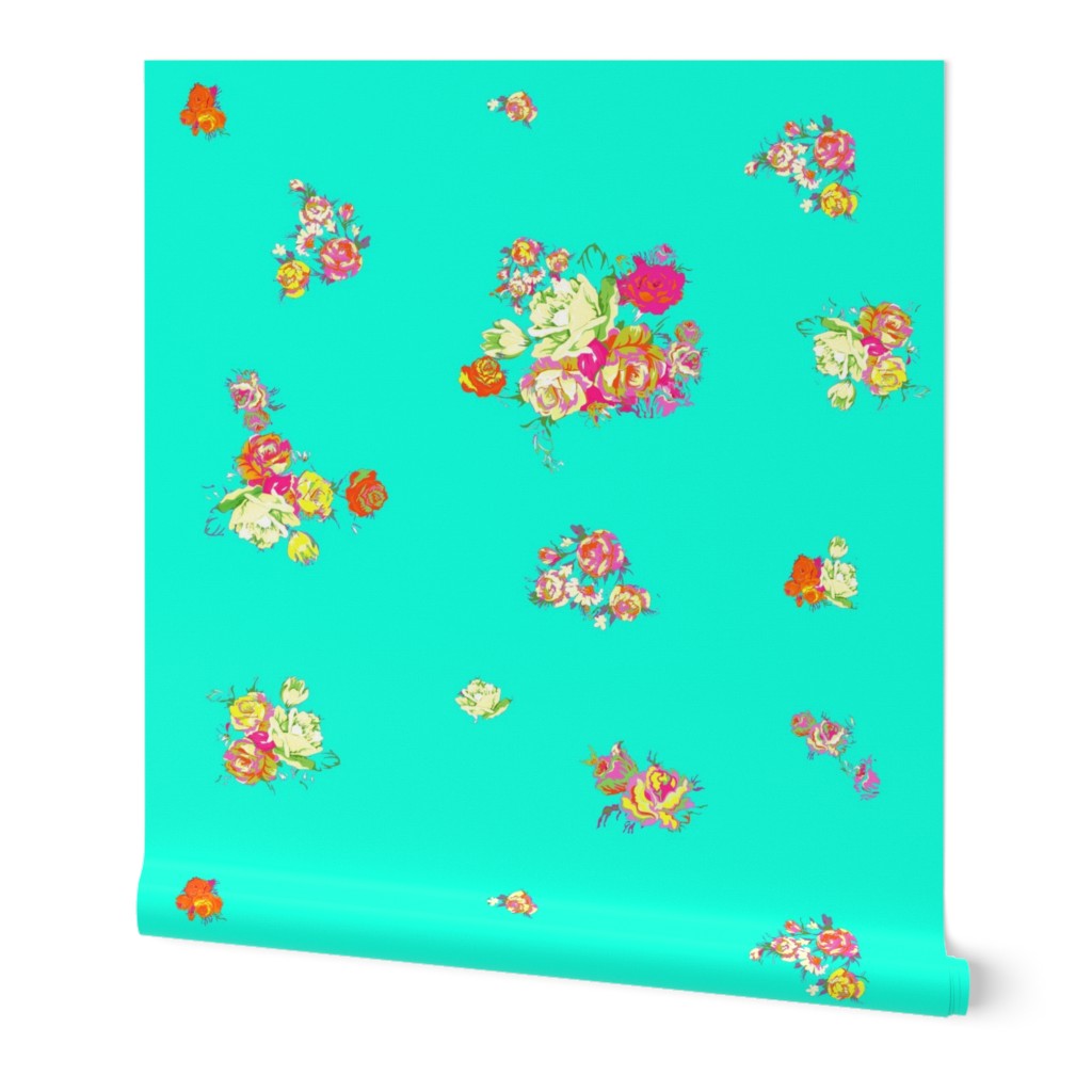 Small Print Vintage Floral // Turquoise 